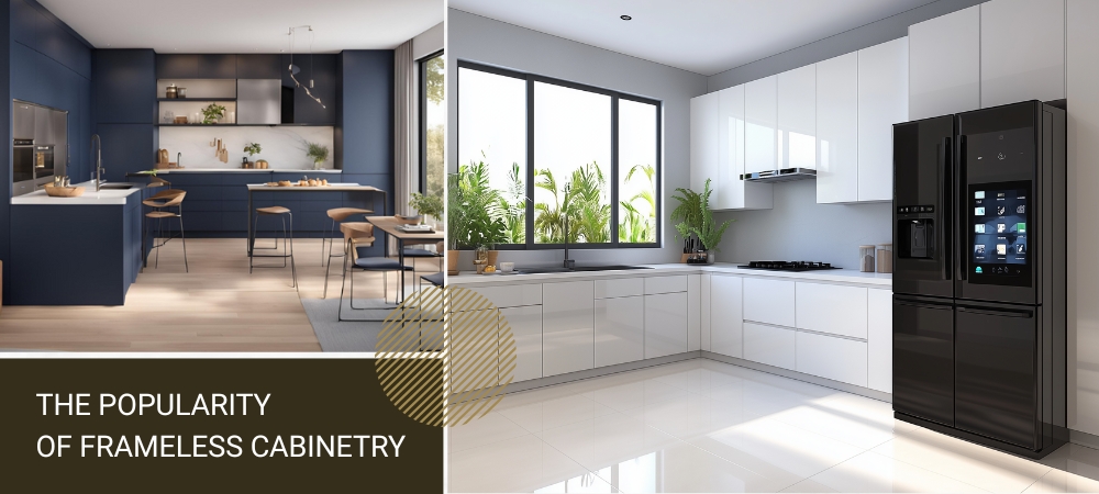 Frameless Cabinets of Blue and White Kitchen
